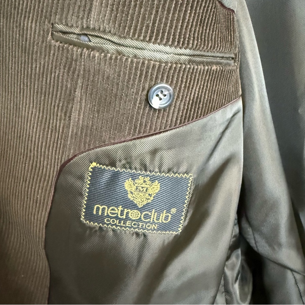 NWT Metro Club Collection Dark Brown Corduroy Blazer Academia Professor Mens 46L - Picture 5 of 13